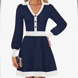 NWT ZESICA Long Sleeve V Neck Sweater Dress Sz XL Women